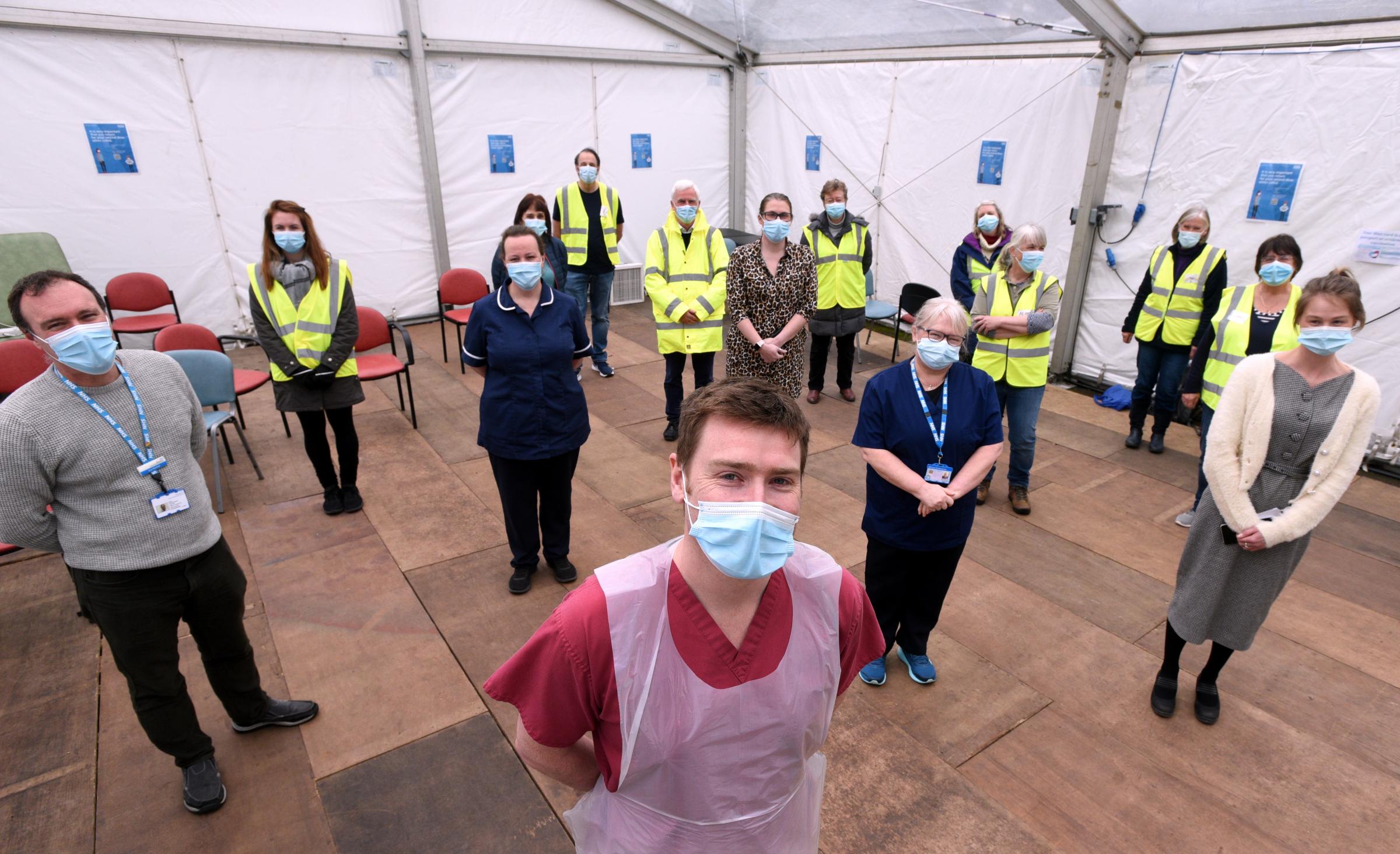 Staff and volunteers at Severn Health Vaccination Centre at Beeches Green